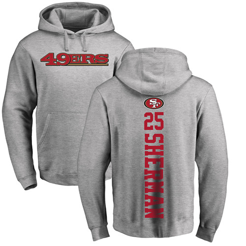 Men San Francisco 49ers Ash Richard Sherman Backer 25 Pullover NFL Hoodie Sweatshirts